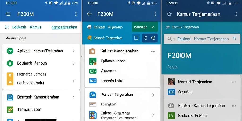Tampilan antarmuka F200M dengan fitur Kamus Terjemahan yang intuitif.