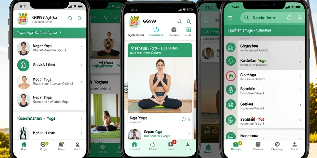 Antarmuka aplikasi GG999 yang intuitif untuk sesi Yoga.