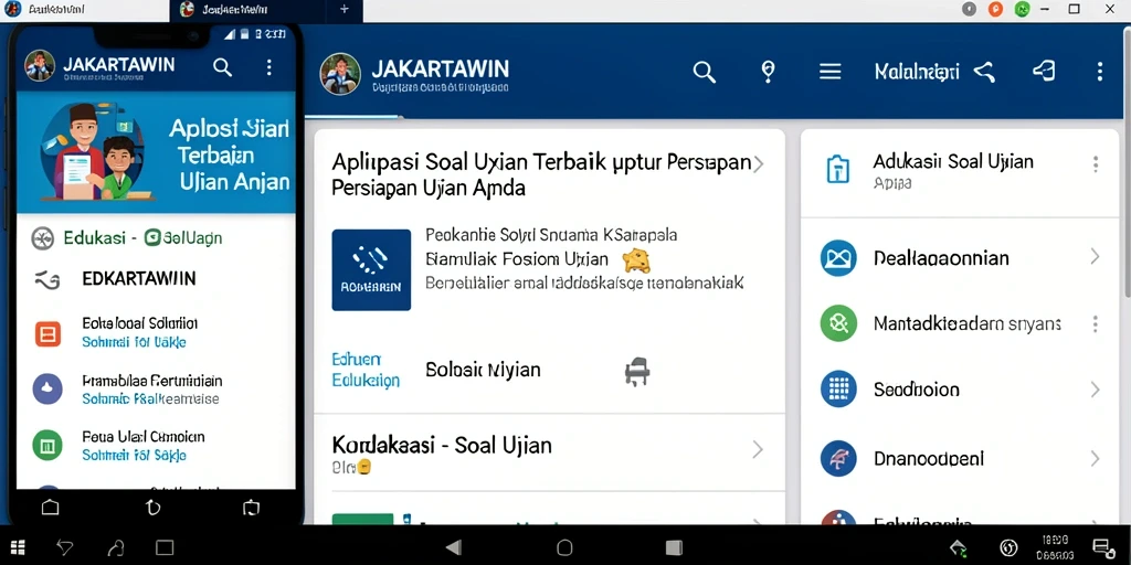 Tampilan antarmuka aplikasi JAKARTAWIN untuk Soal Ujian yang interaktif.