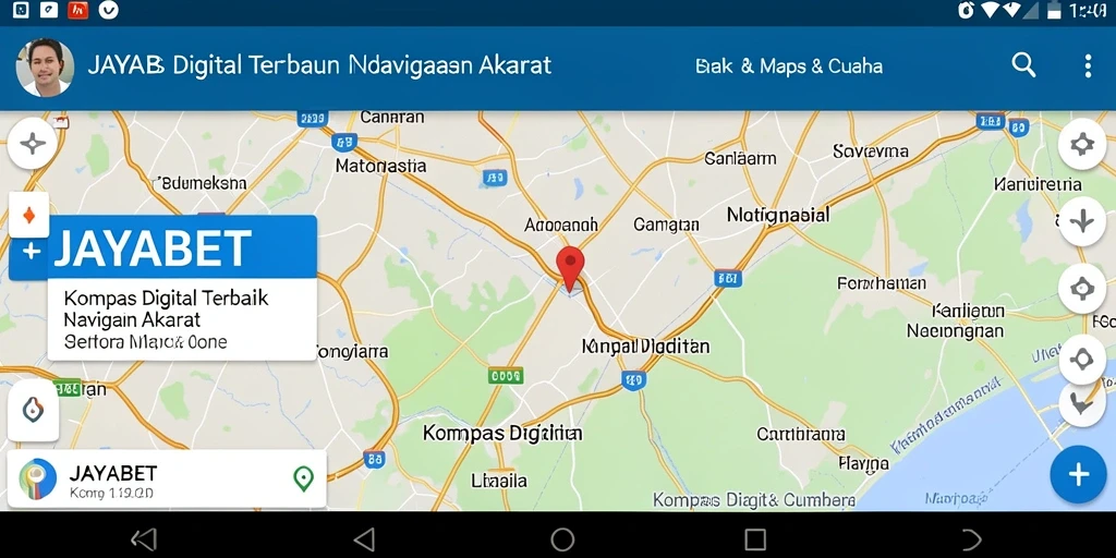 Screenshot dari antarmuka JAYABET menampilkan kompas digital yang jelas.