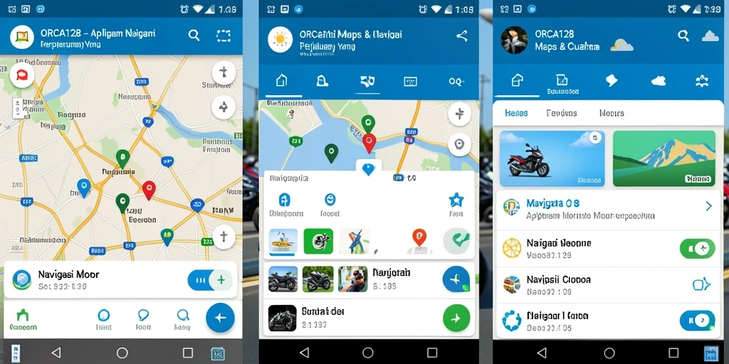 Antarmuka aplikasi ORCA128 untuk navigasi motor yang intuitif.