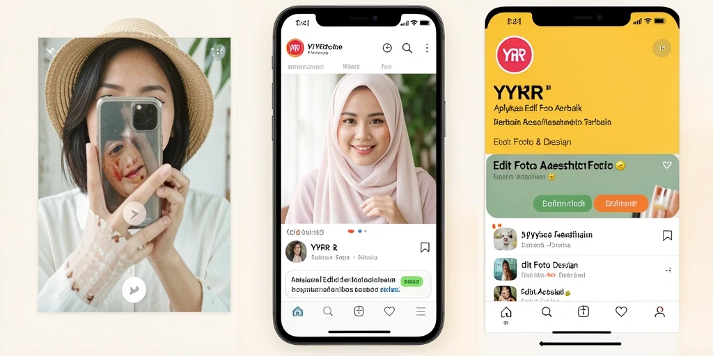 Tampilan antarmuka aplikasi YYRR untuk Edit Foto Aesthetic.