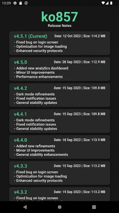 Riwayat Versi ko857 Aplikasi Android Terbaru